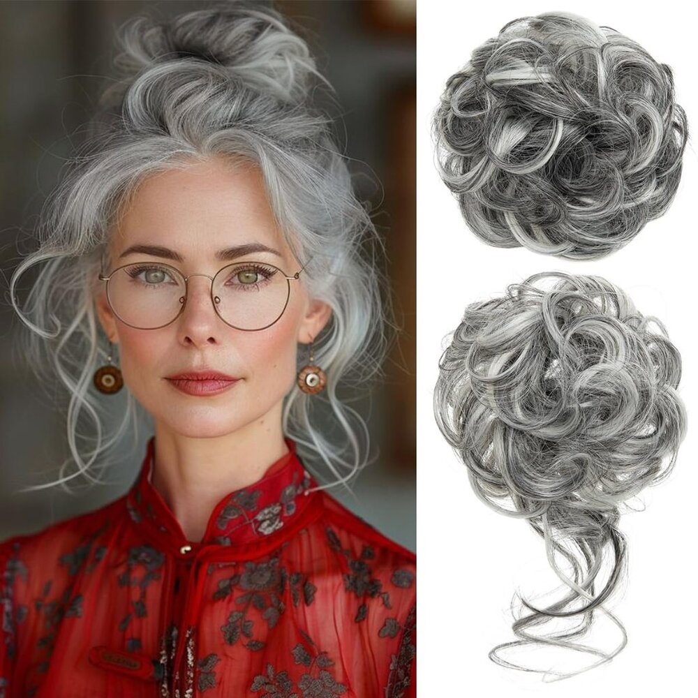 New CJL HAIS Messy Bun Hair PiecesWavy Curly Synthetic